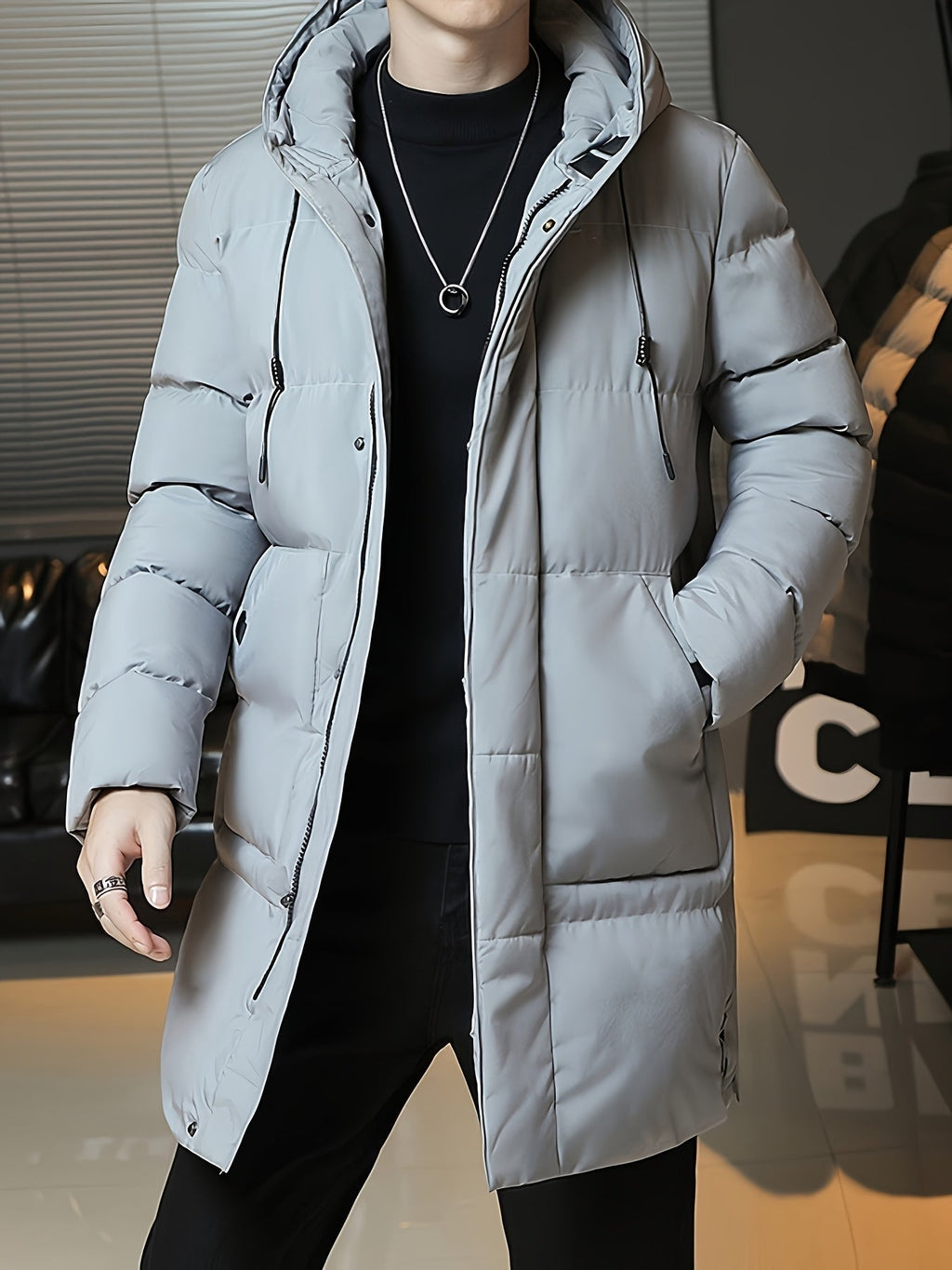 Daan | Men's Longline Hooded Puffer Parka with Warm Padding