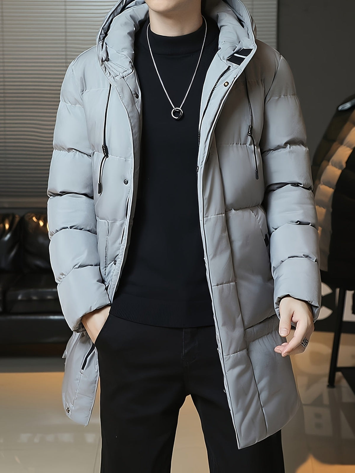 Daan | Men's Longline Hooded Puffer Parka with Warm Padding