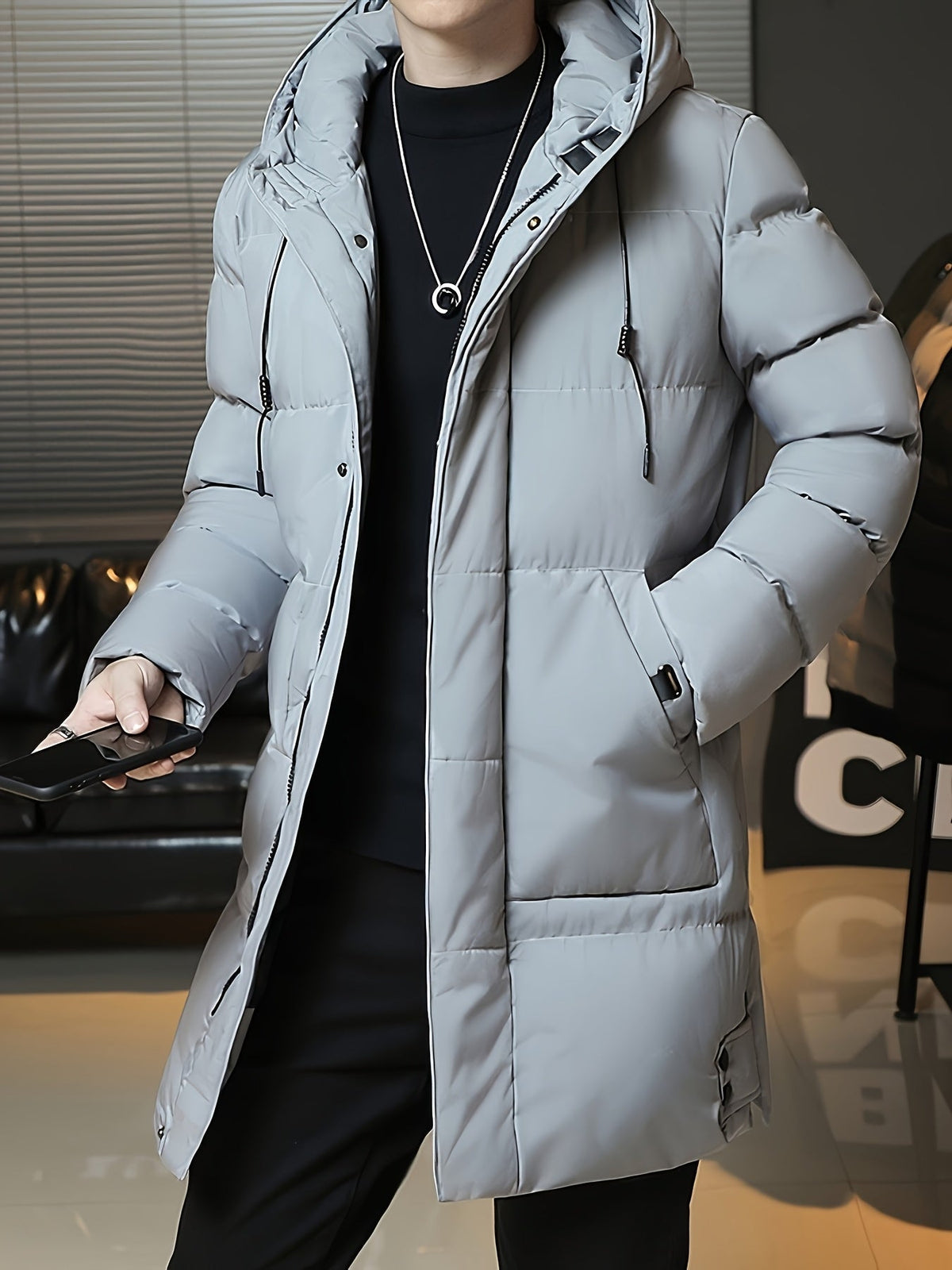 Daan | Men's Longline Hooded Puffer Parka with Warm Padding