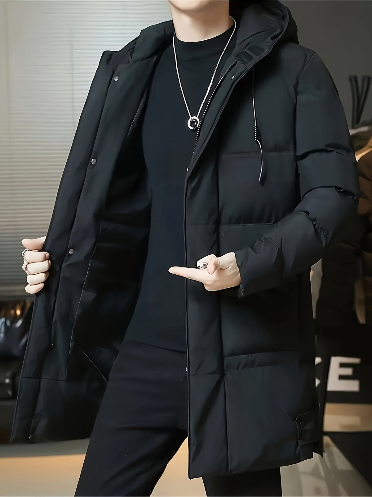 Daan | Men's Longline Hooded Puffer Parka with Warm Padding