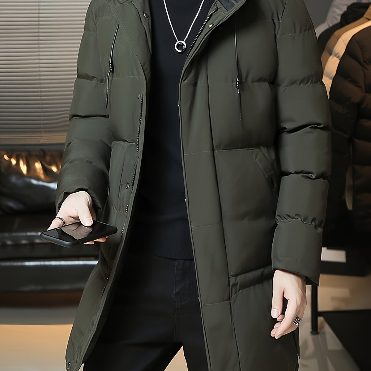 Daan | Men's Longline Hooded Puffer Parka with Warm Padding