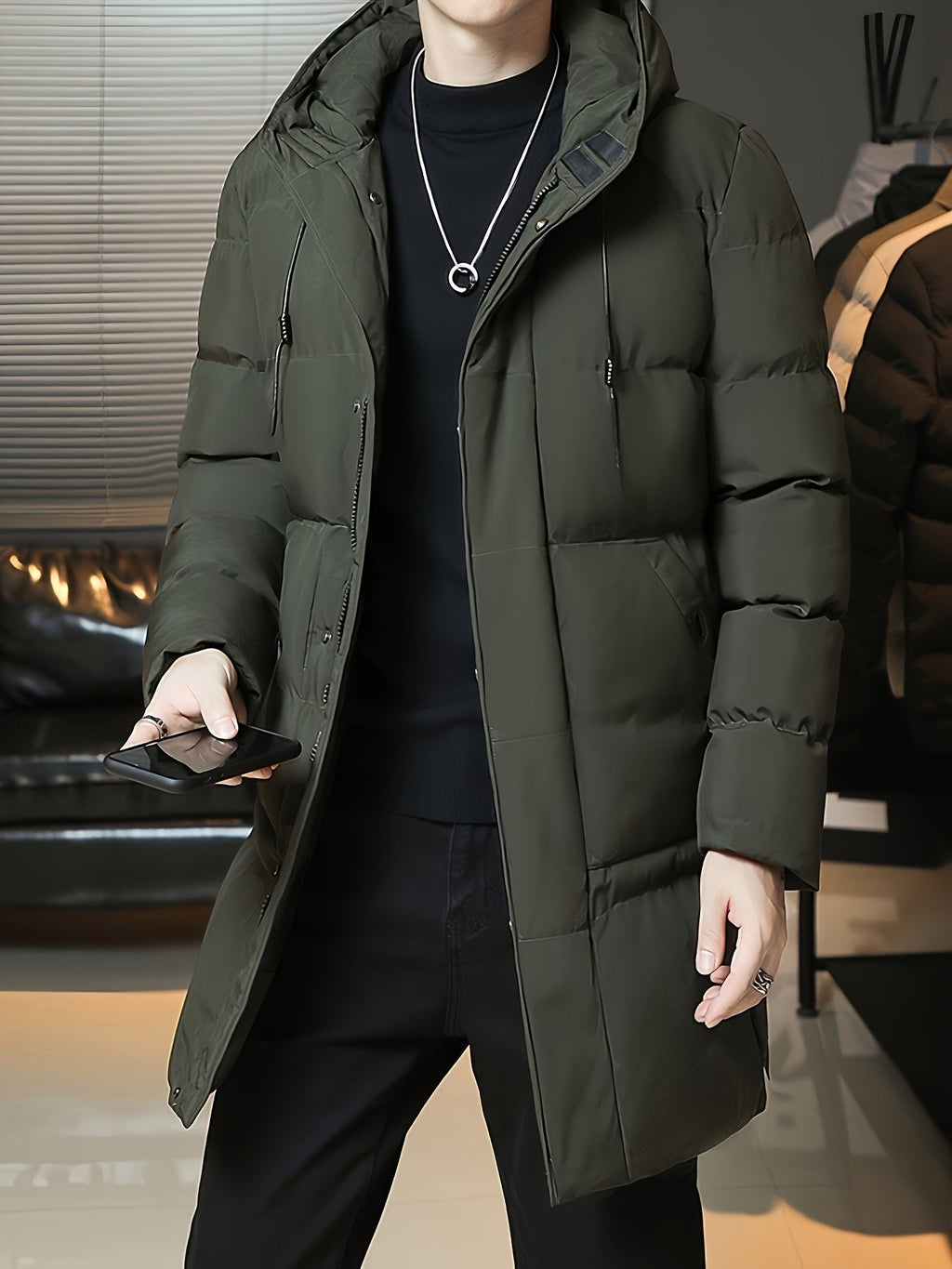 Daan | Men's Longline Hooded Puffer Parka with Warm Padding