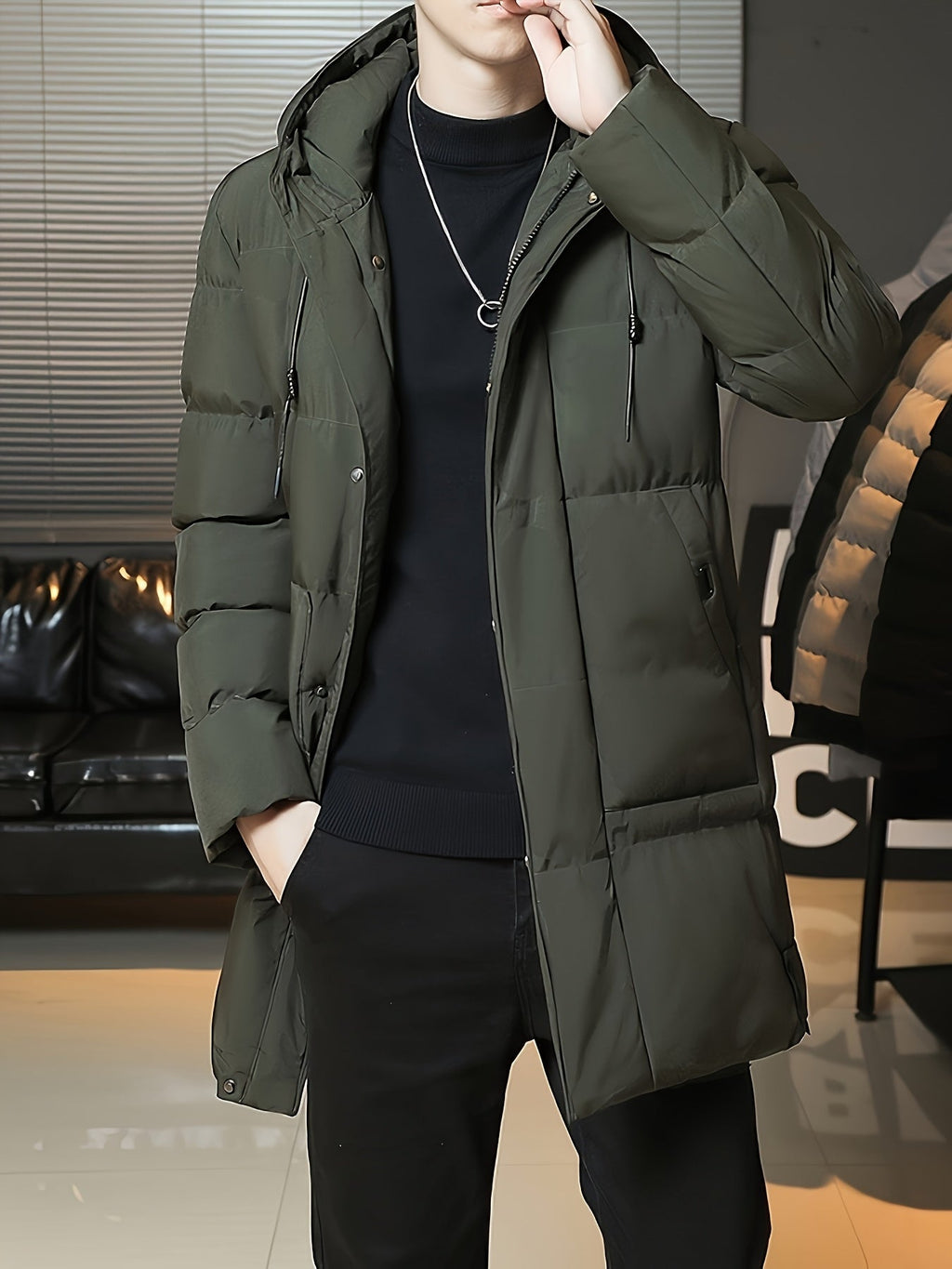 Daan | Men's Longline Hooded Puffer Parka with Warm Padding