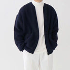 Dennis | Men's Ribbed Zip-Up Bomber Cardigan – Stylish Knit Jacket with Stand Collar