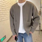 Dennis | Men's Ribbed Zip-Up Bomber Cardigan – Stylish Knit Jacket with Stand Collar