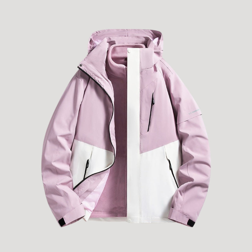 Women's Windbreaker Jacket with Hood and Zipper Pockets
