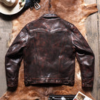 Men's Leather Jacket - Red Brown