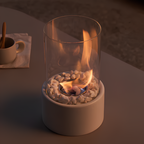 Everlasting Flame Oil Lamp - Glass Cylinder with Classic Glow - Black / Large