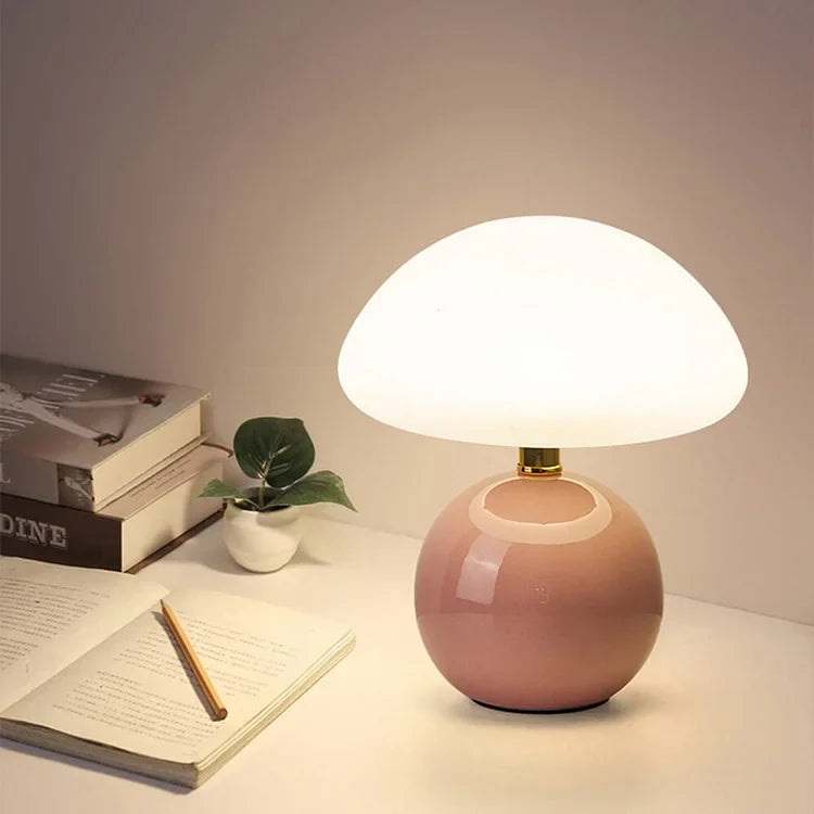 Retro Mushroom Bedside Lamp - Bauhaus-Inspired Table Light - Red
