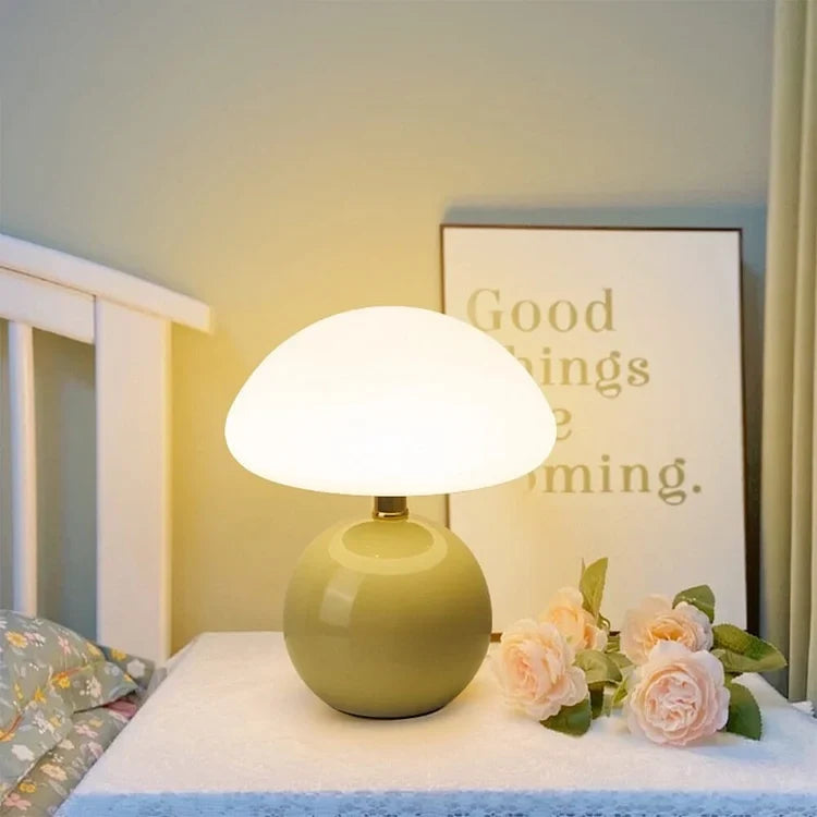 Retro Mushroom Bedside Lamp - Bauhaus-Inspired Table Light - Wine Red