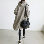 Women's Hooded Trench Coat with Adjustable Cuffs and Snap Button Closure