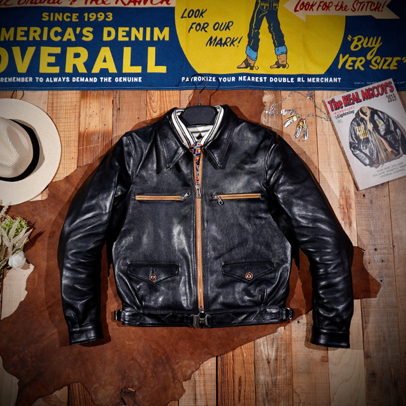 Men's Leather Jacket - Red Brown/Cowhide