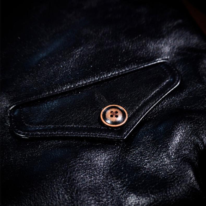 Men's Leather Jacket - Black/Sheepskin