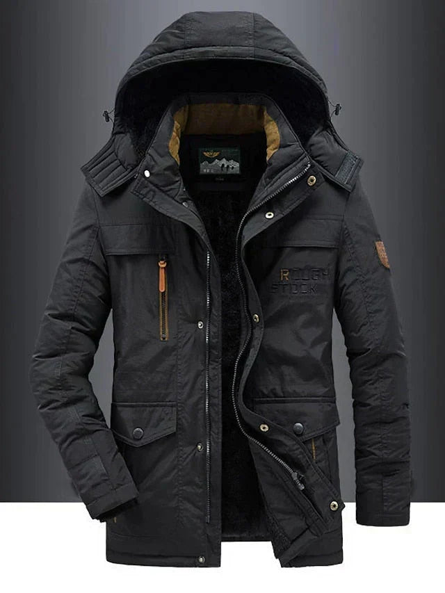 Men's Cozy Sherpa-Lined Hooded Winter Jacket