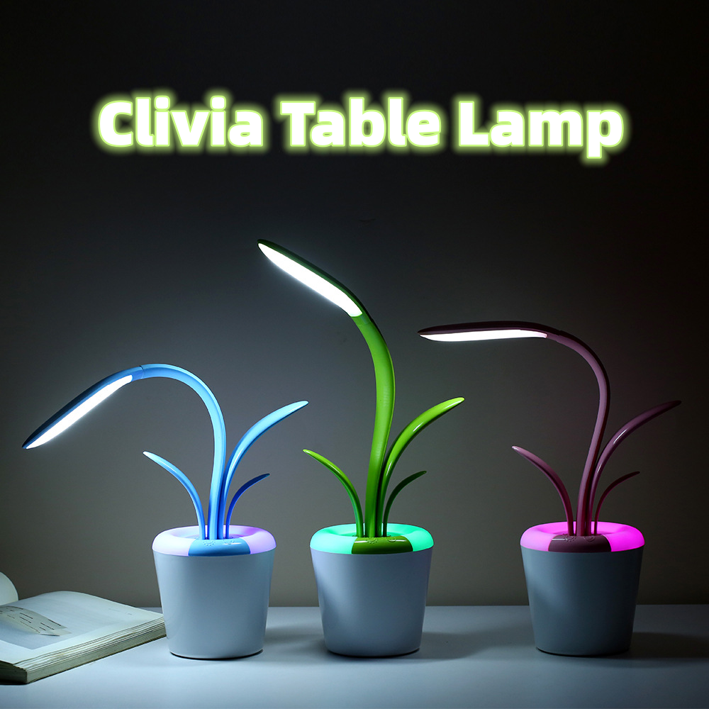 Plant Desk Lamp with Flexible LED - Rechargeable & USB Charging