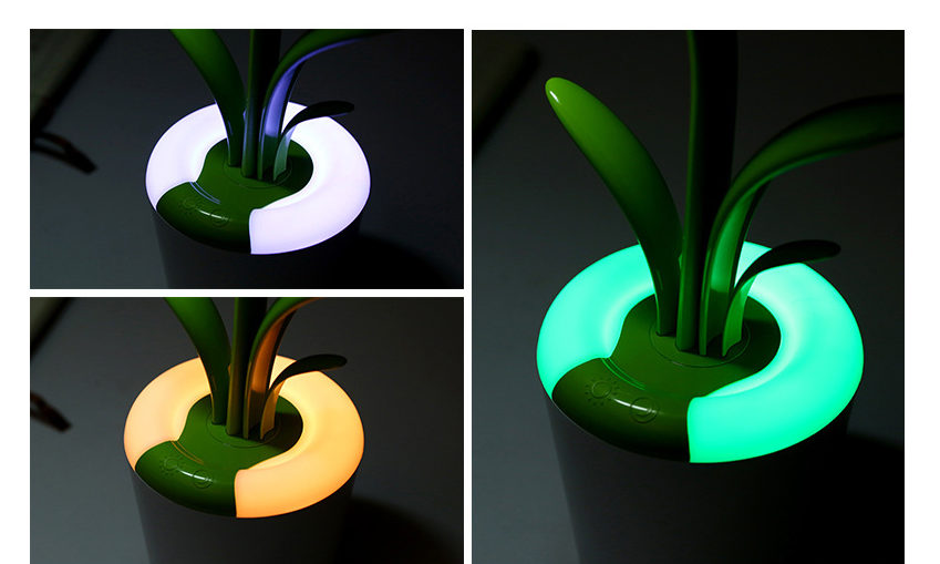 Plant Desk Lamp with Flexible LED - Rechargeable & USB Charging