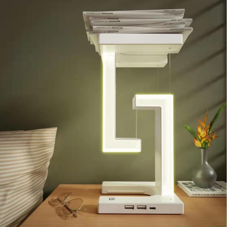Rechargeable LED Table Lamp - Floating Tensegrity Design & USB Charging