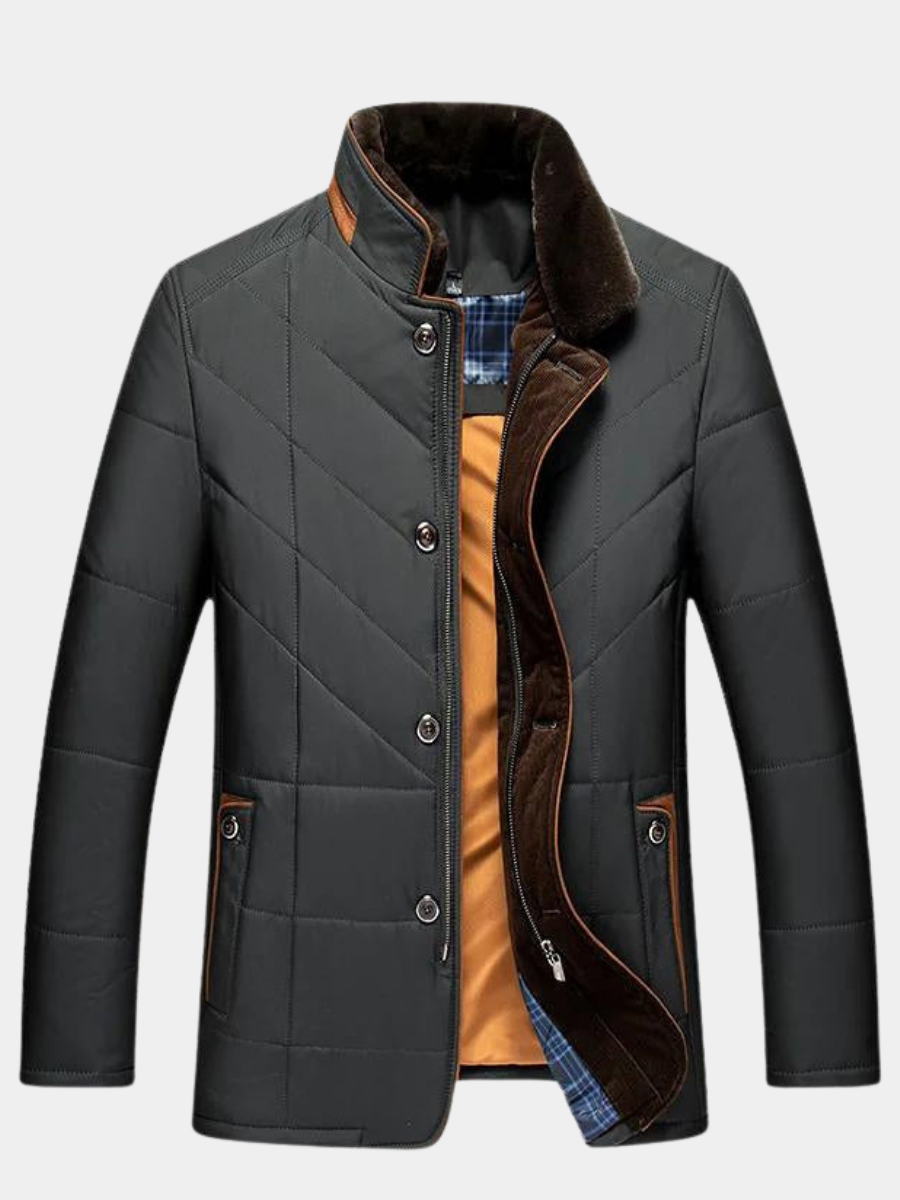 Men's Warm Winter Jacket with Cozy Fur Collar and Lining