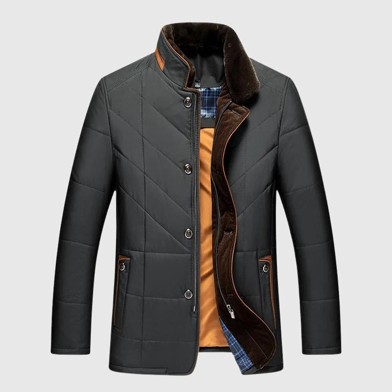 Men's Warm Winter Jacket with Cozy Fur Collar and Lining