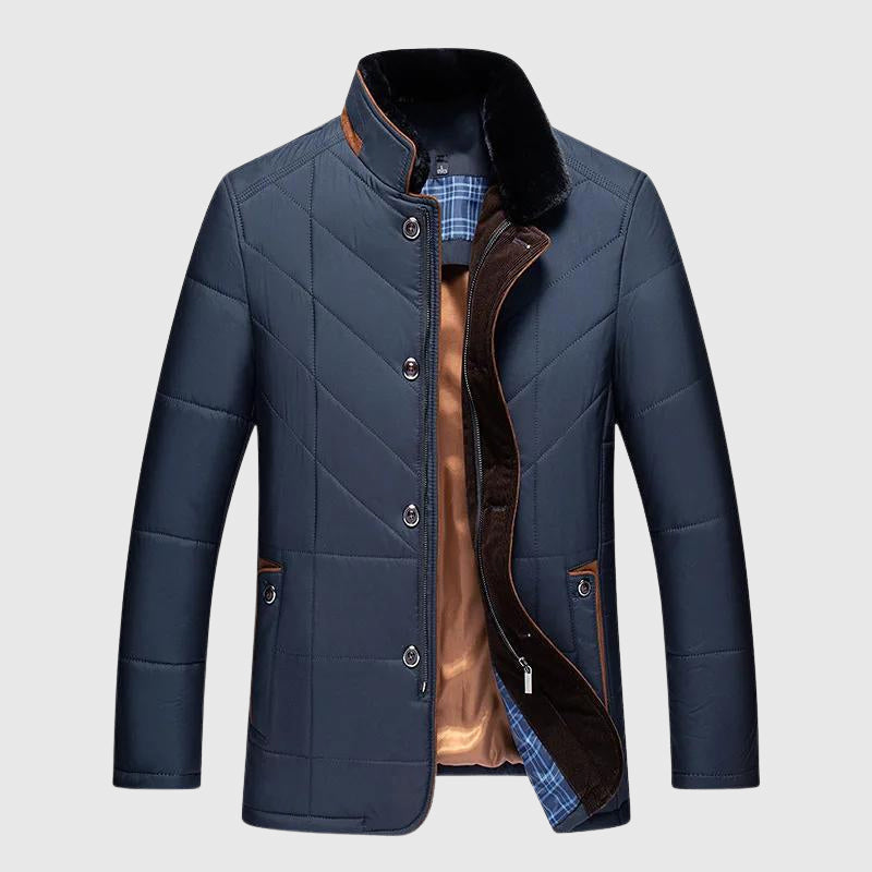 Men's Warm Winter Jacket with Cozy Fur Collar and Lining