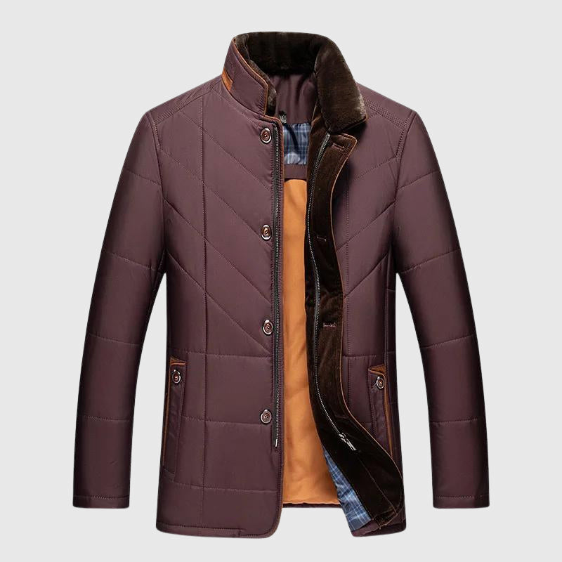 Men's Warm Winter Jacket with Cozy Fur Collar and Lining