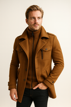 Alex | Men's Padded Collar Zip Wool Winter Jacket