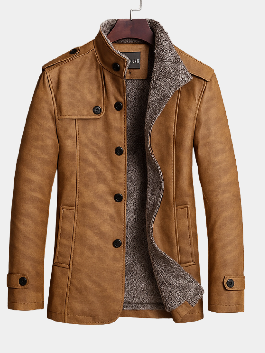 Men's Warm Sherpa-Lined Winter Jacket with Cozy Collar