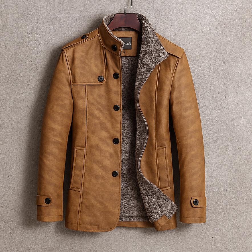 Men's Warm Sherpa-Lined Winter Jacket with Cozy Collar