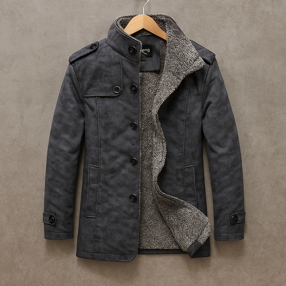 Men's Warm Sherpa-Lined Winter Jacket with Cozy Collar