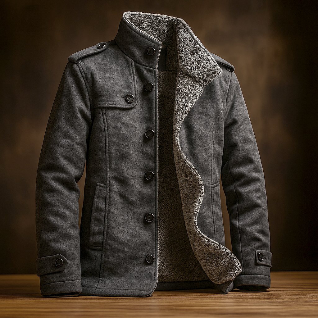 Men's Warm Sherpa-Lined Winter Jacket with Cozy Collar
