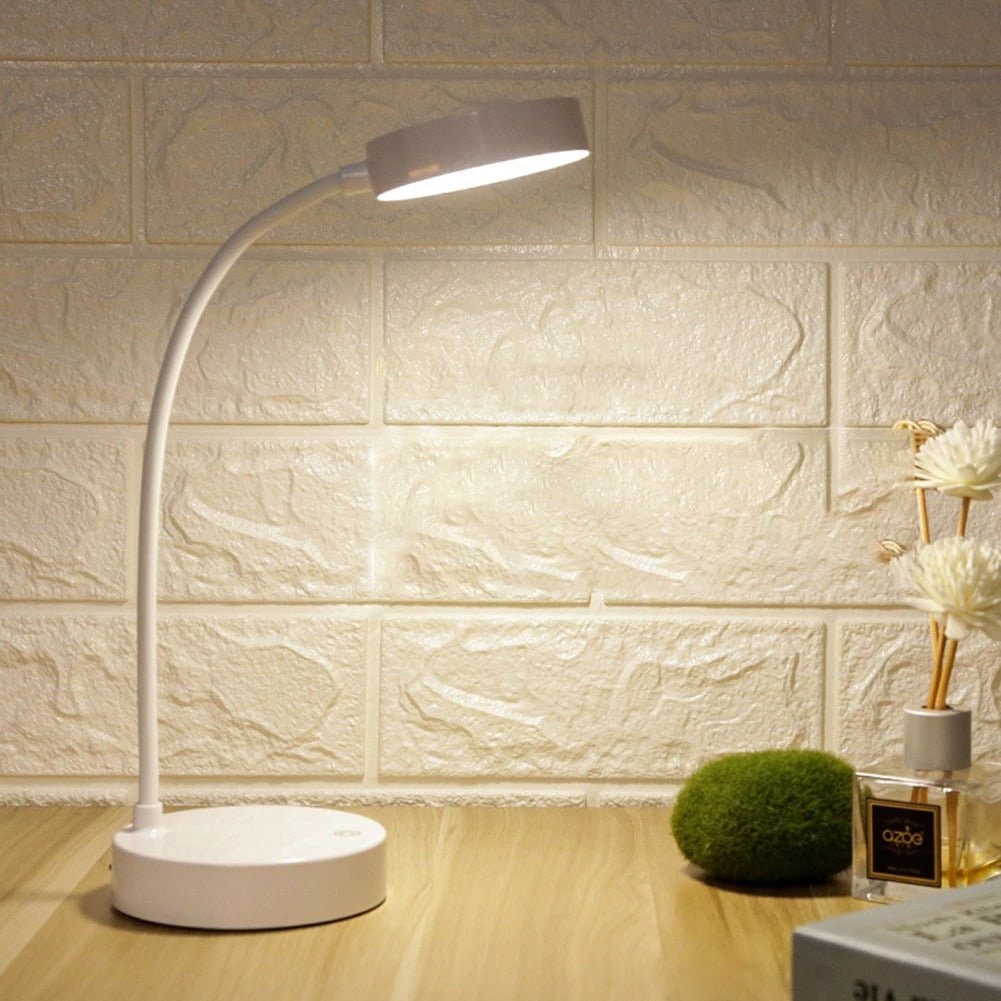 LED Desk Lamp with Flexible Gooseneck - Rechargeable USB Light