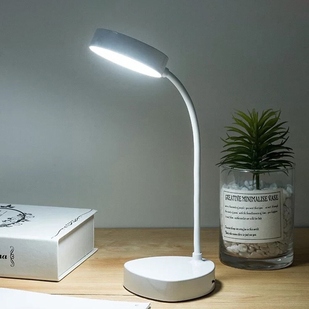 LED Desk Lamp with Flexible Gooseneck - Rechargeable USB Light