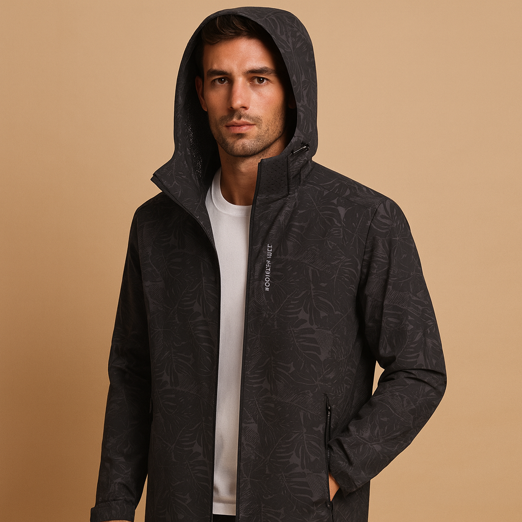 Stylish Waterproof Jacket with Nature-Inspired Leaf Print