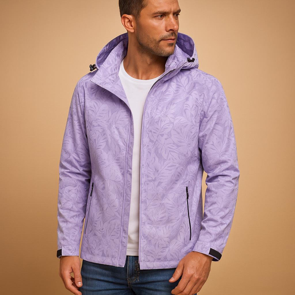Stylish Waterproof Jacket with Nature-Inspired Leaf Print