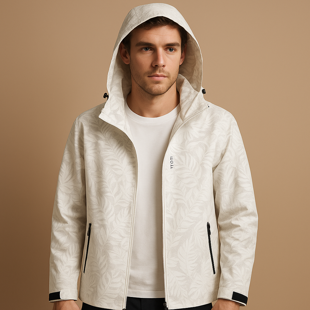 Stylish Waterproof Jacket with Nature-Inspired Leaf Print