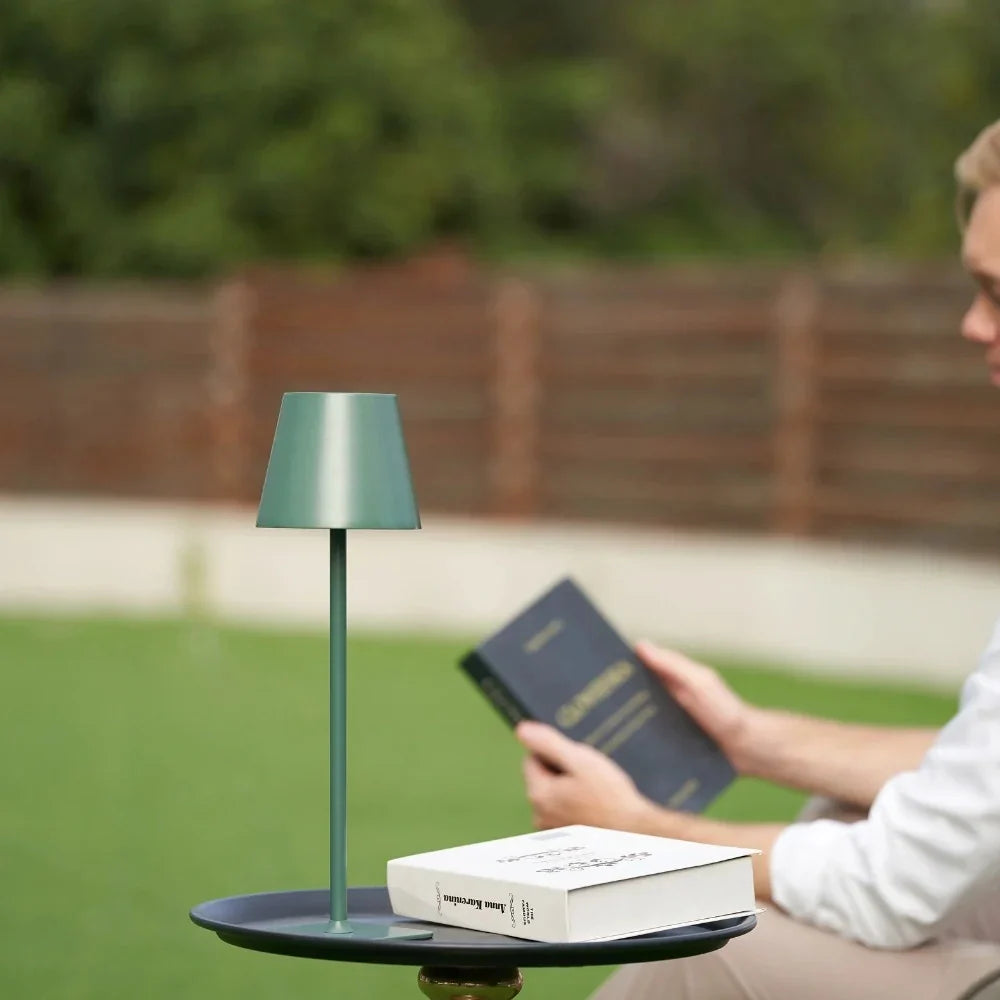 Tall Dimmable Table Lamp - Touch-Control Rechargeable LED - Matte Orange