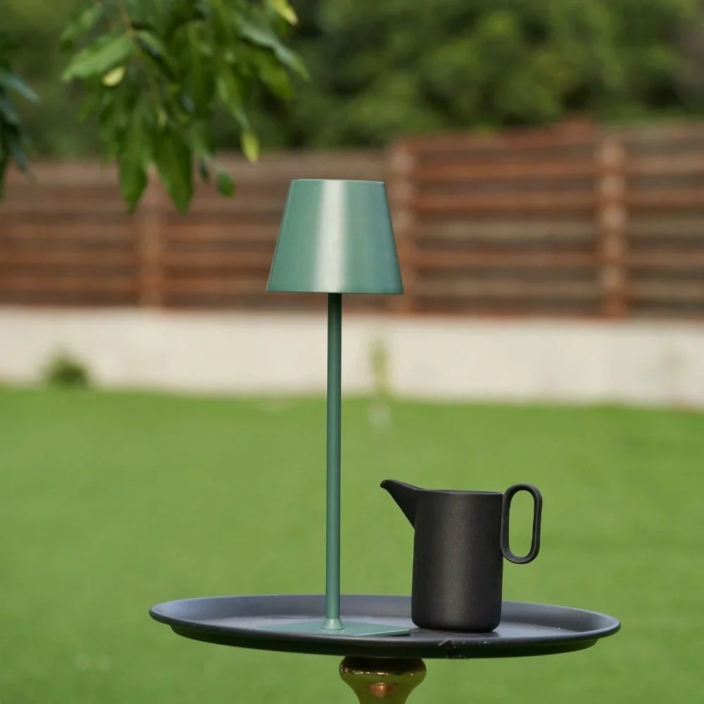 Tall Dimmable Table Lamp - Touch-Control Rechargeable LED - Matte Brown