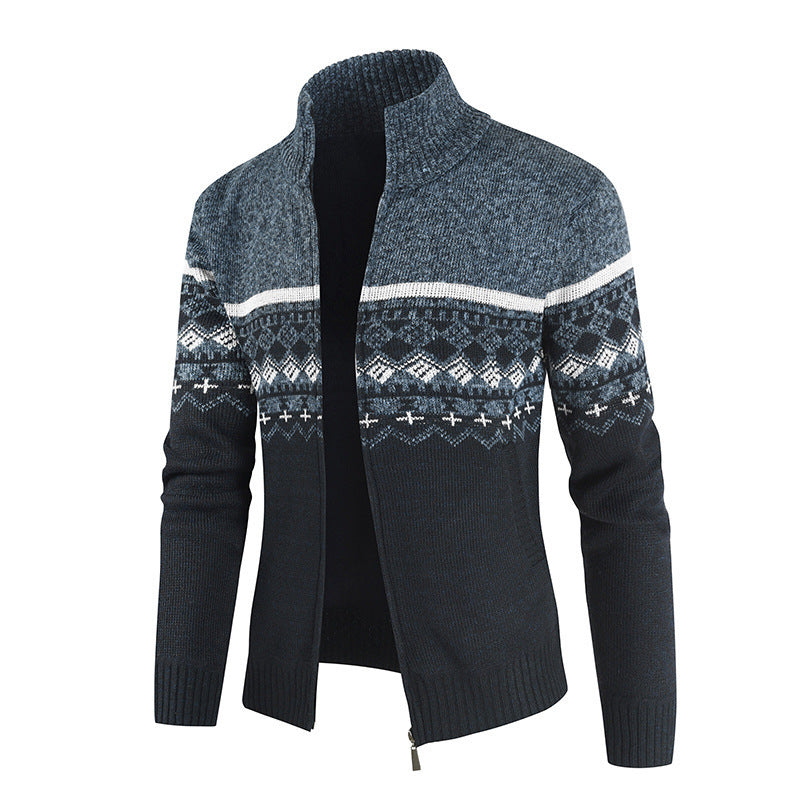 Mano Men’s Winter High-Collar Slim-Fit Cardigan Sweater