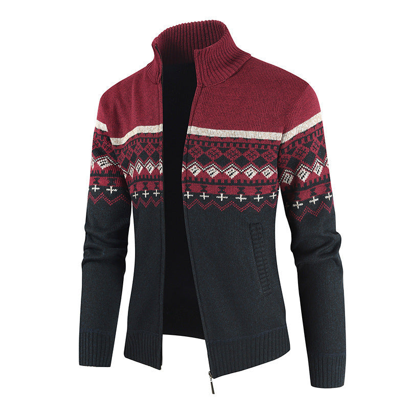 Mano Men’s Winter High-Collar Slim-Fit Cardigan Sweater
