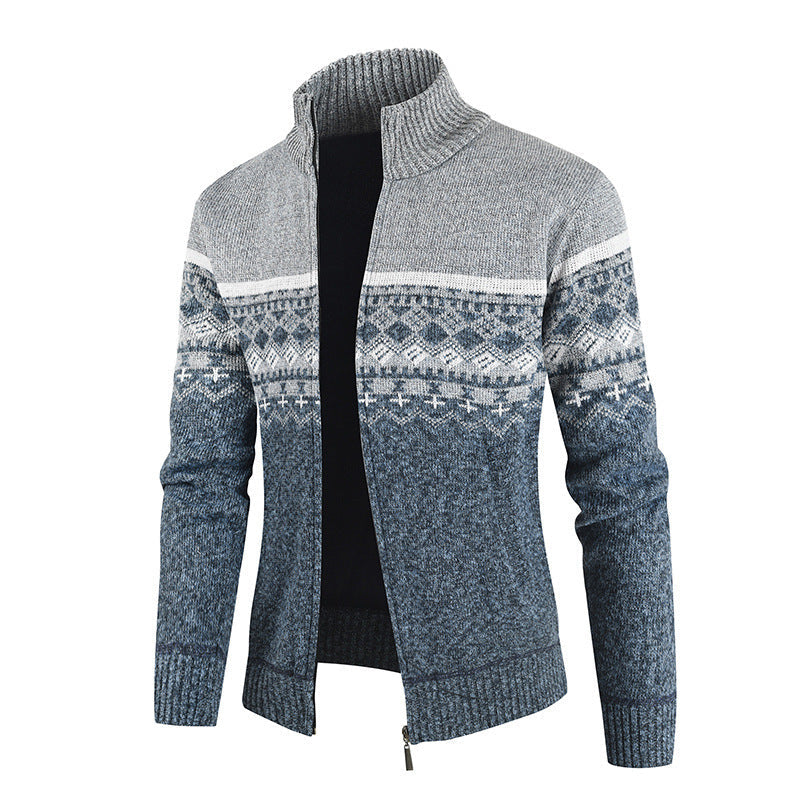 Mano Men’s Winter High-Collar Slim-Fit Cardigan Sweater