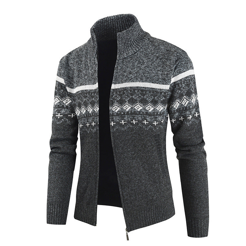 Mano Men’s Winter High-Collar Slim-Fit Cardigan Sweater