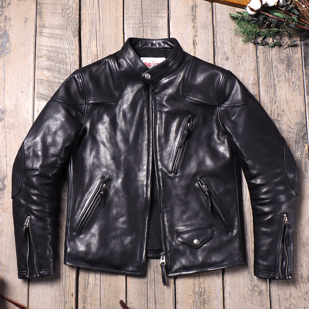 Men's Leather Jacket - Black Horsehide