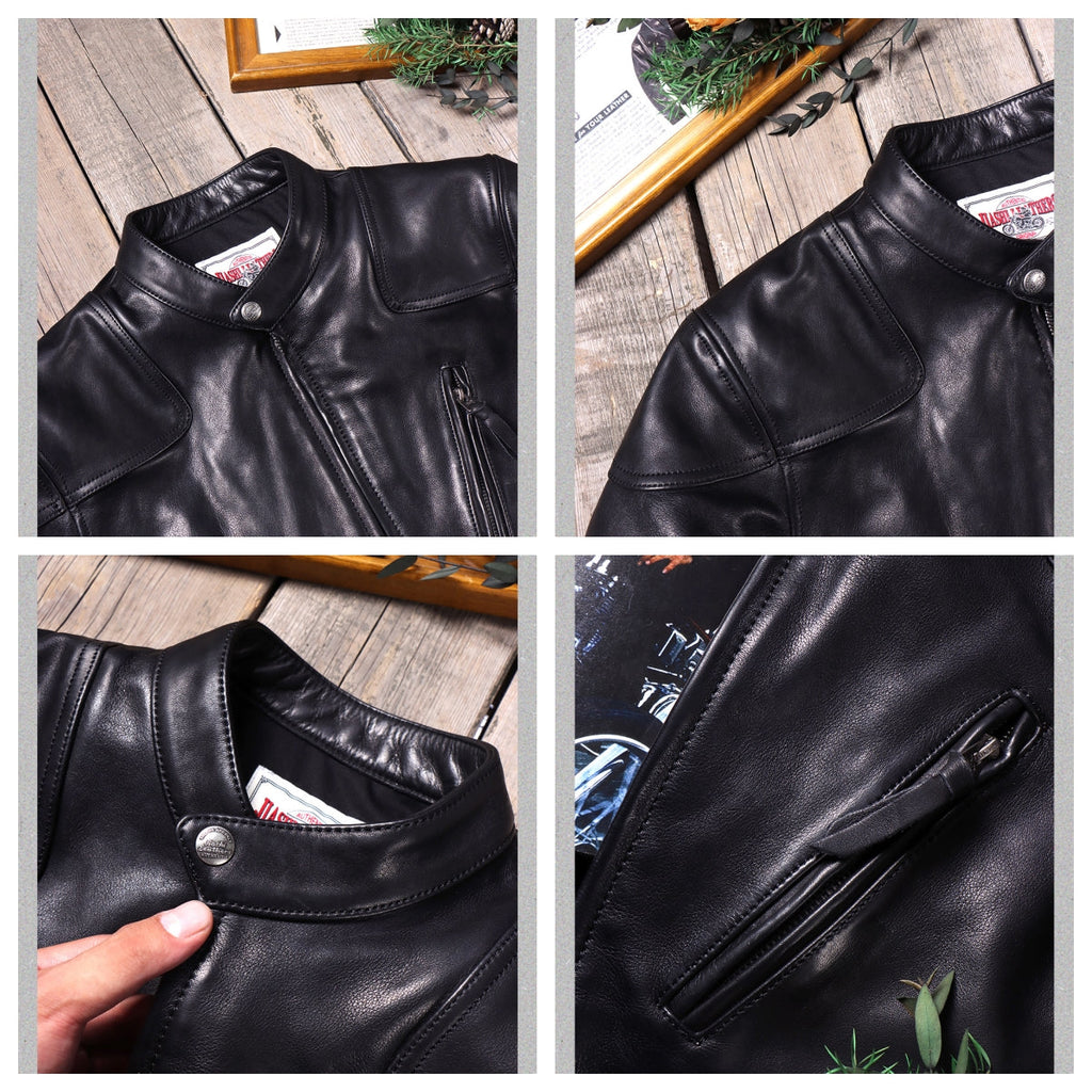 Men's Leather Jacket - Black Cowhide