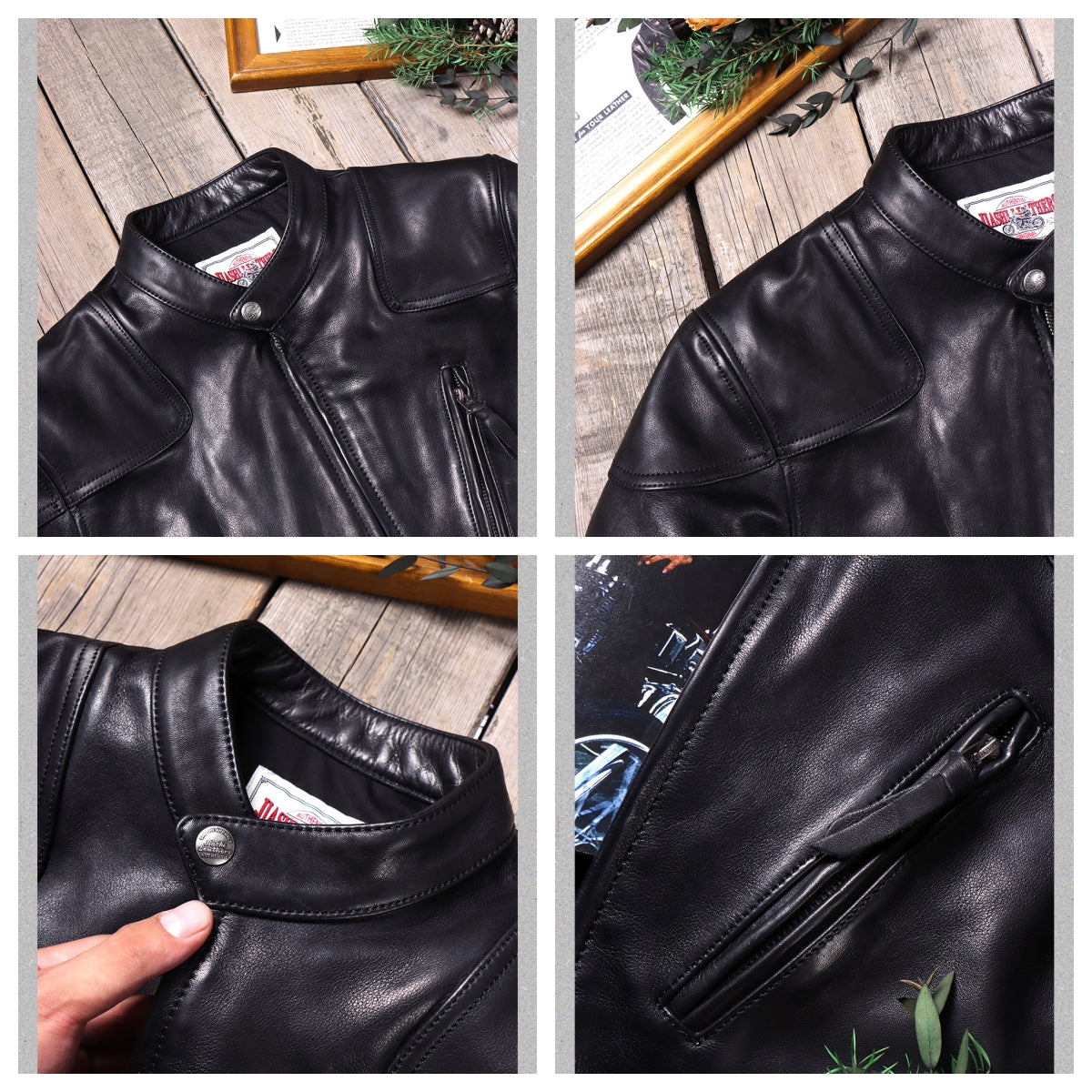 Men's Leather Jacket - Black Cowhide