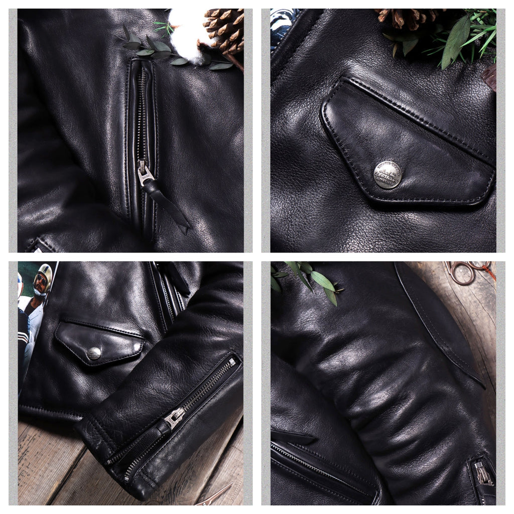Men's Leather Jacket - Black Cowhide
