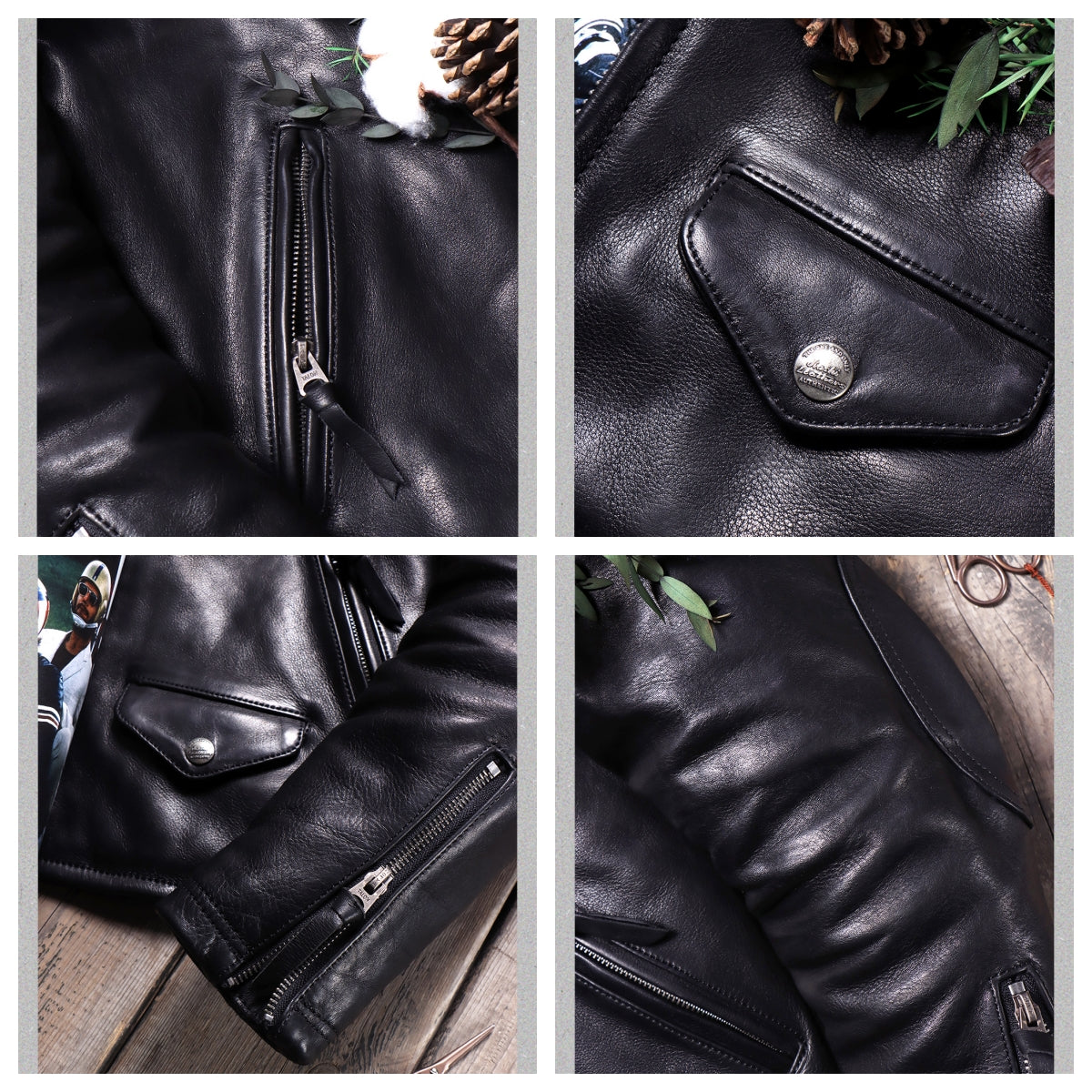 Men's Leather Jacket - Black Cowhide