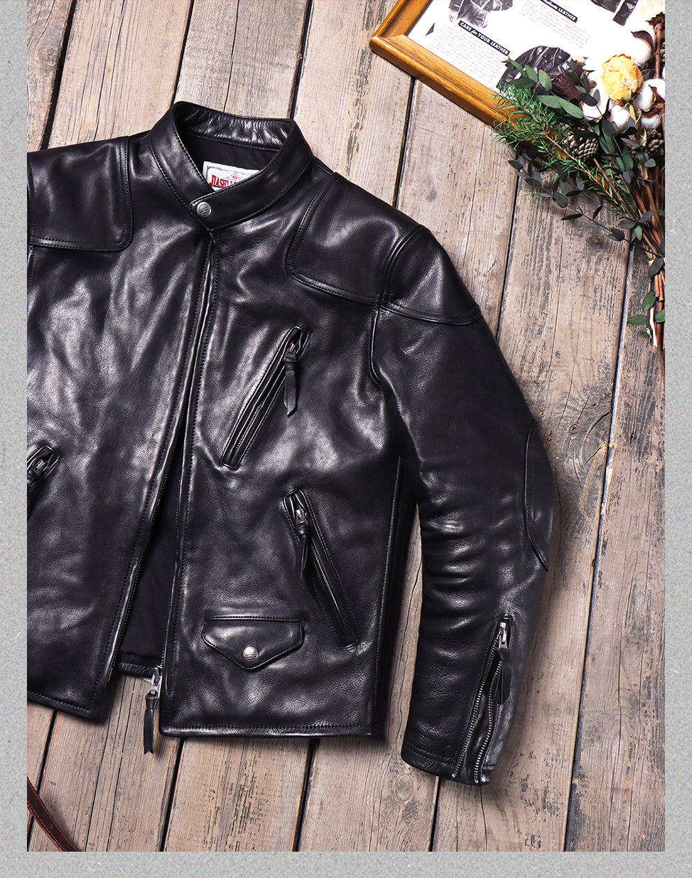 Men's Leather Jacket - Black Cowhide