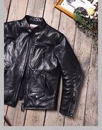 Men's Leather Jacket - Black Cowhide
