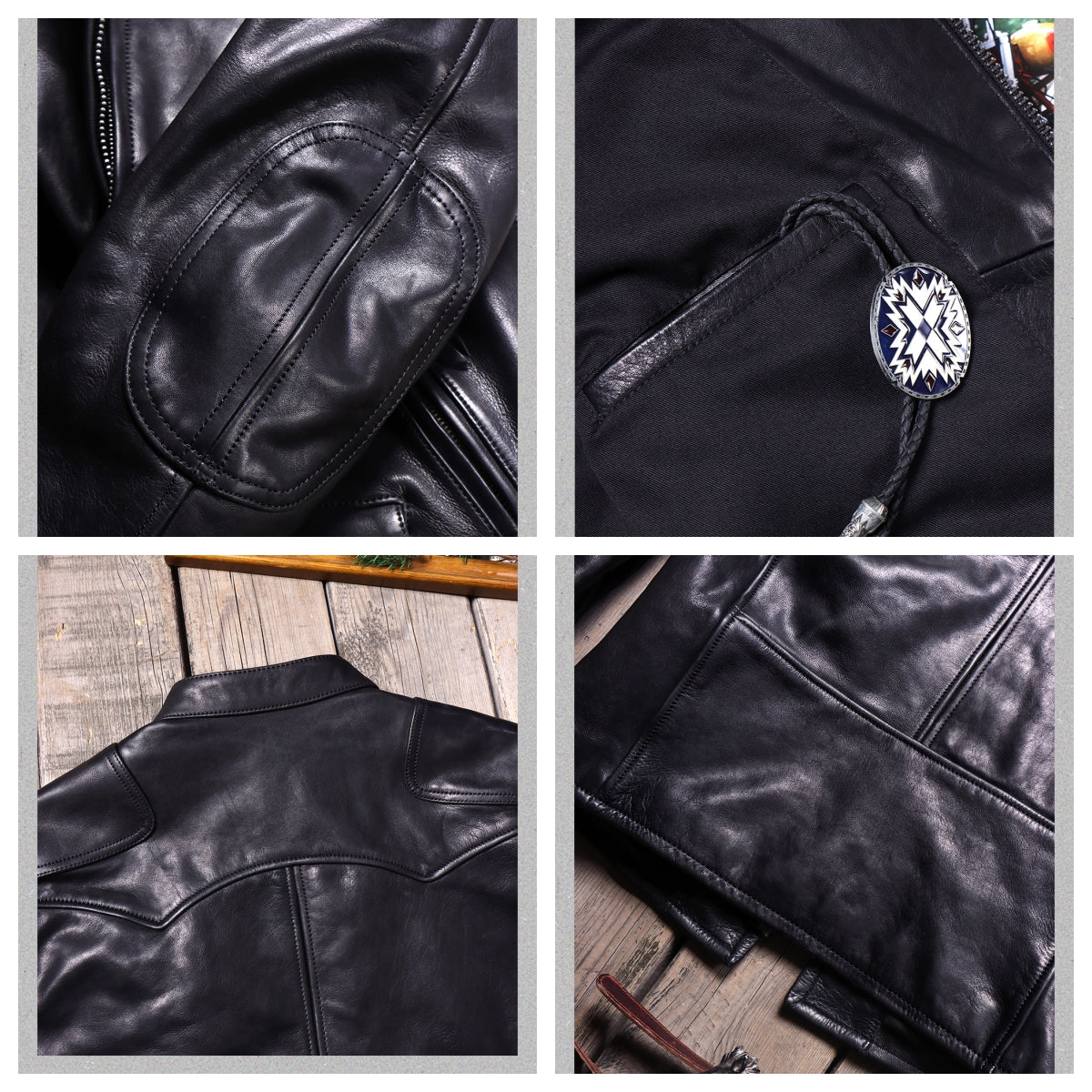 Men's Leather Jacket - Black Cowhide