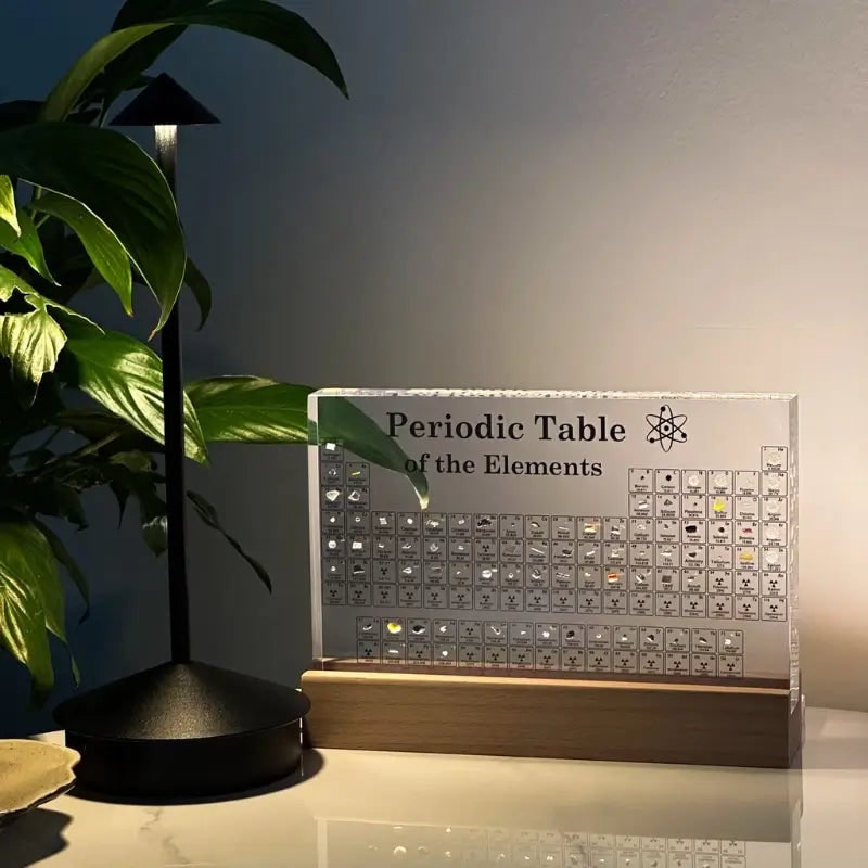 Periodic Table with Real Elements - Acrylic LED Display